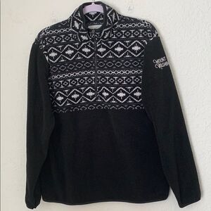 Arctic Image Fleece Black White 3/4 Zip Men’s Sweater Pullover Size M